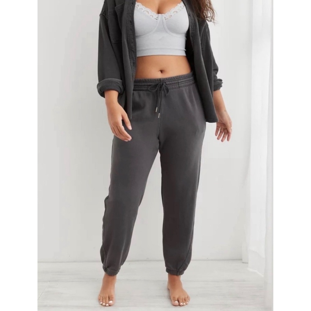 Aerie The Chill Jogger Dark Grey Elastic Waist Drawstring Sweatpants Womens XS